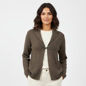 Hekla & Co Brown Italian Wool Blend Long Sleeve Ribbed Sweater M